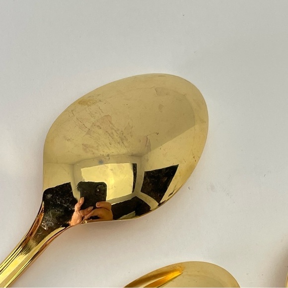 Retroneu Japan 24 k gold plated Spoons desert/appetizer Christmas Holly Design - Picture 13 of 14